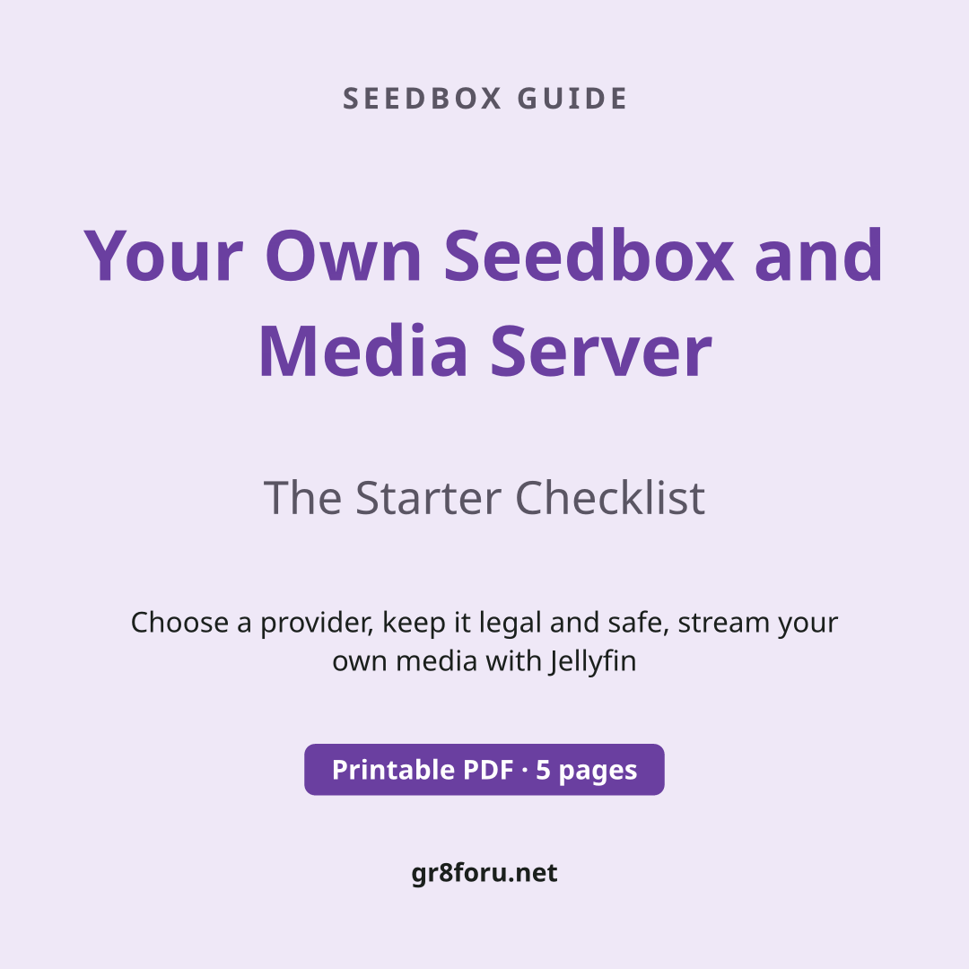 The cover of the checklist: Your Own Seedbox and Media Server